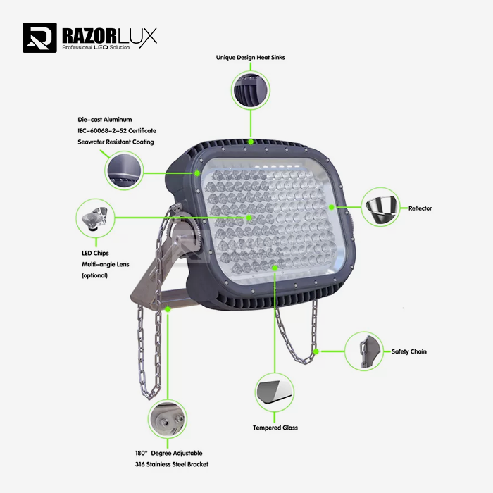 Portable 400w 347V Led Crane Light Badminton Court Cool White